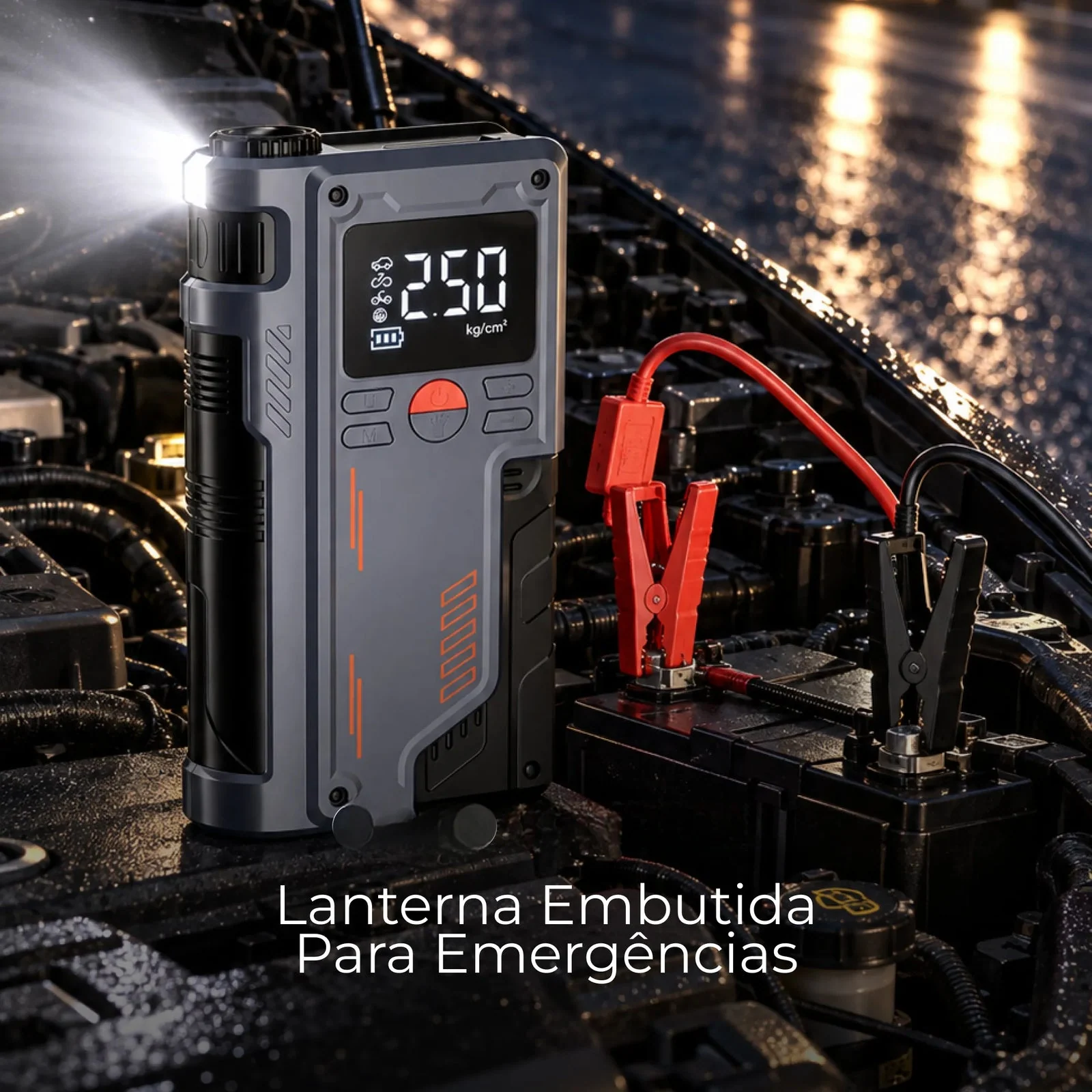 Auxiliar de Partida com Compressor de Ar e Lanterna