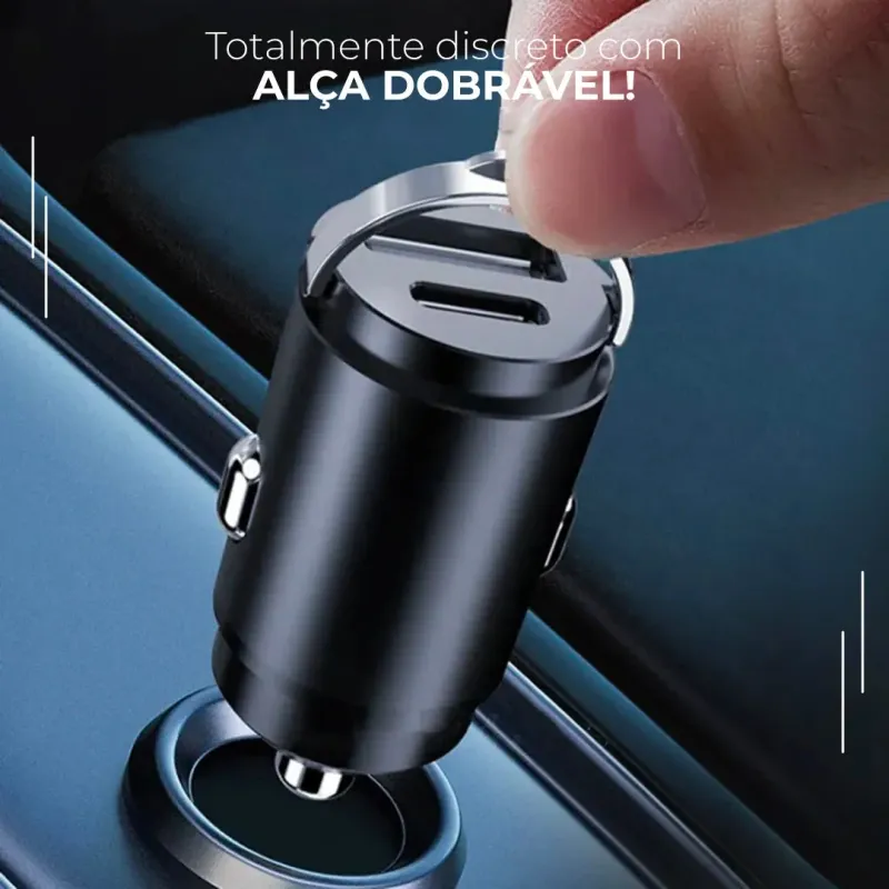 Carregador Veicular Compacto Turbo com USB e USB-C
