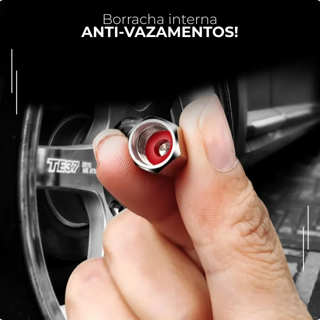 Tampas Metálicas para Bico de Pneu (Kit com 4)