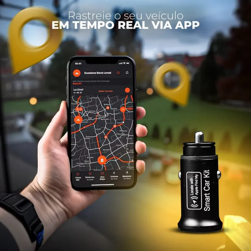 Carregador Veicular com Rastreador GPS para iPhone