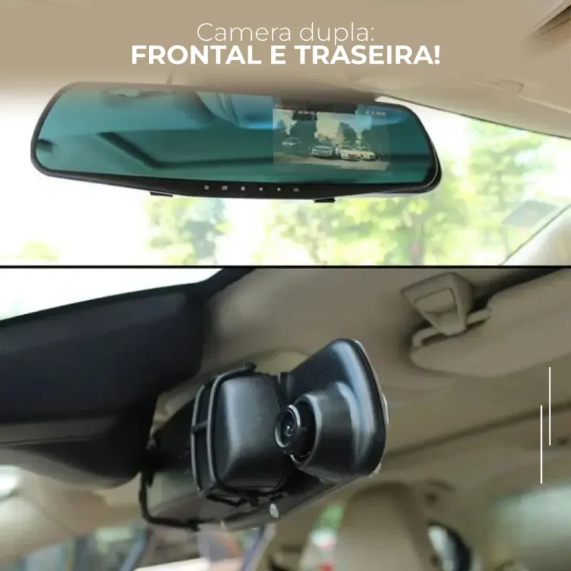 Retrovisor com Câmera Frontal e Traseira Full HD