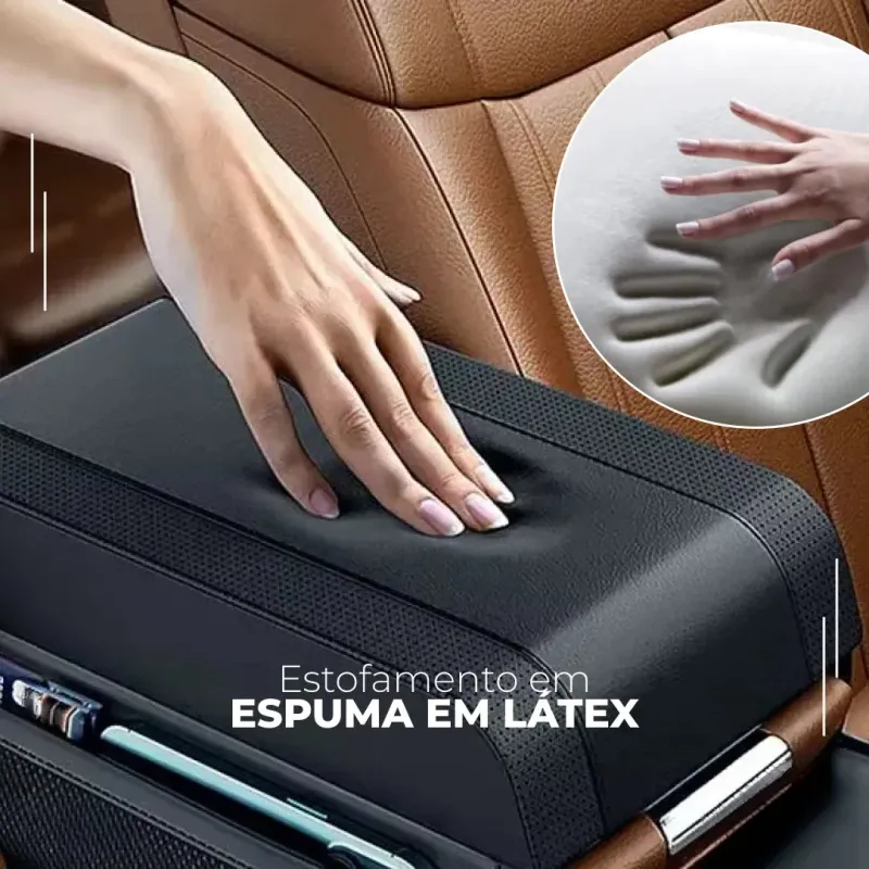 Apoio de Braço em Couro com Porta-Objetos