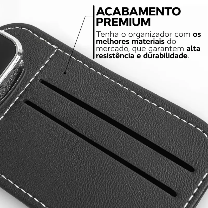 Organizador de Quebra-Sol em Couro com Porta-Óculos