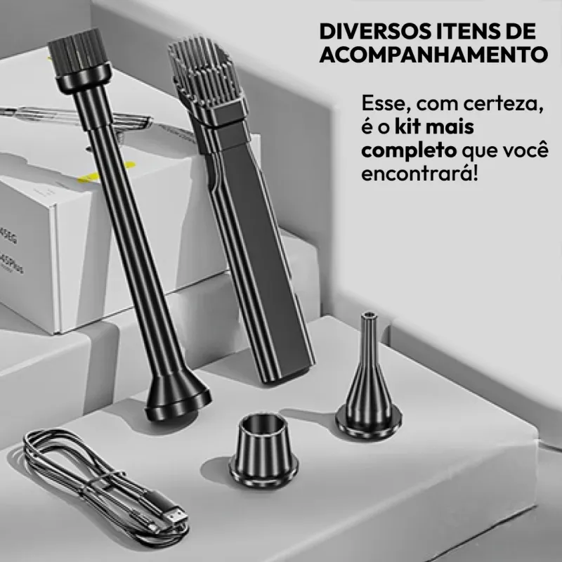 Aspirador Portátil Sem Fio 3 em 1 com 4 Bicos