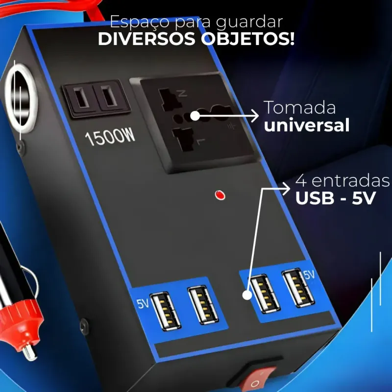 Inversor de Potência Veicular 12V/24V para 220V com USB