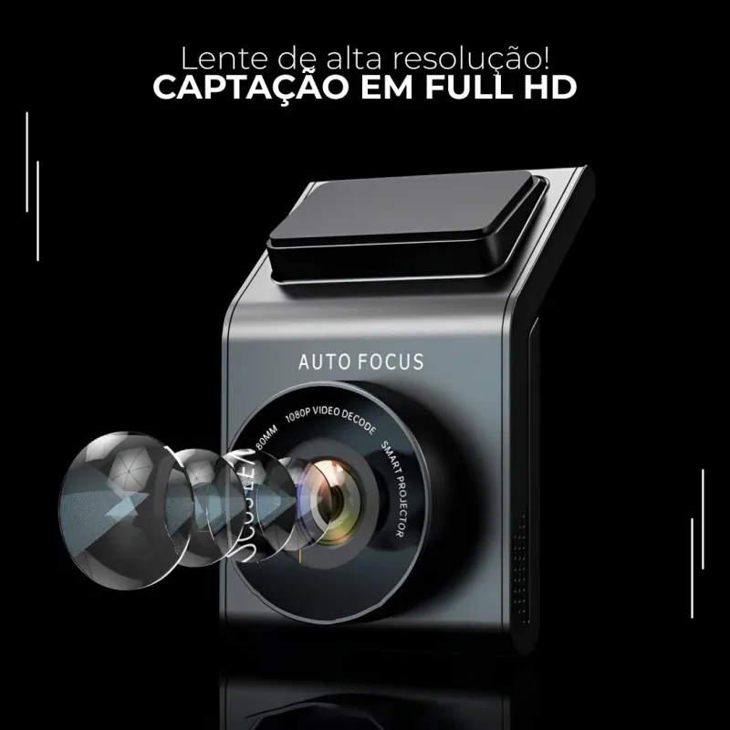 Câmera Veicular Full HD com Tela e Foco Automático
