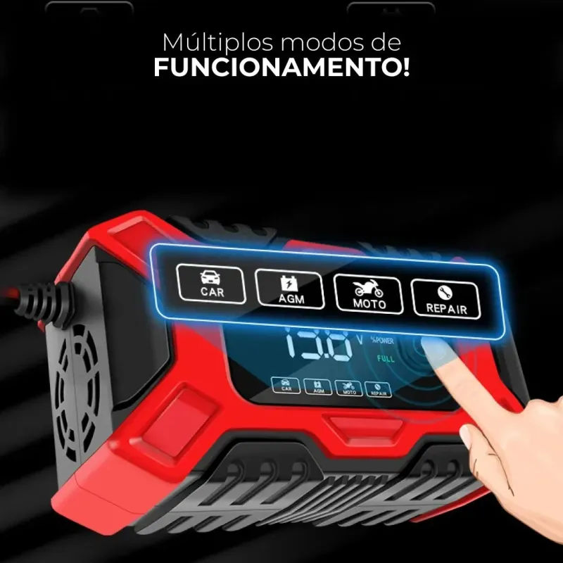 Carregador Inteligente de Bateria 12V com Display