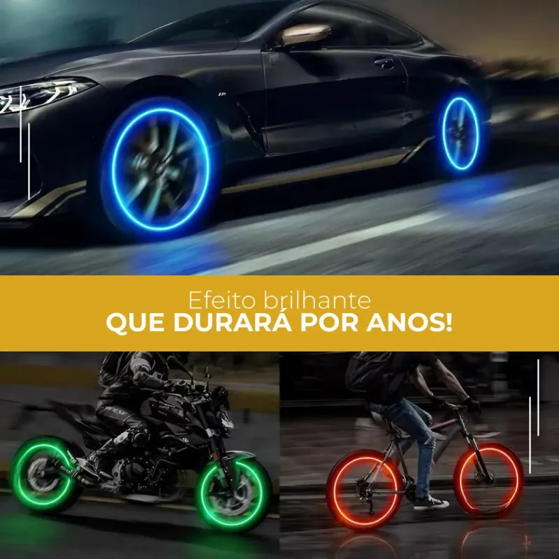 Tampas de LED para Bico de Pneu (Kit com 8)