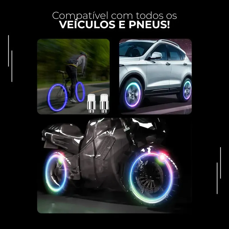 Tampas de LED para Bico de Pneu (Kit com 8)