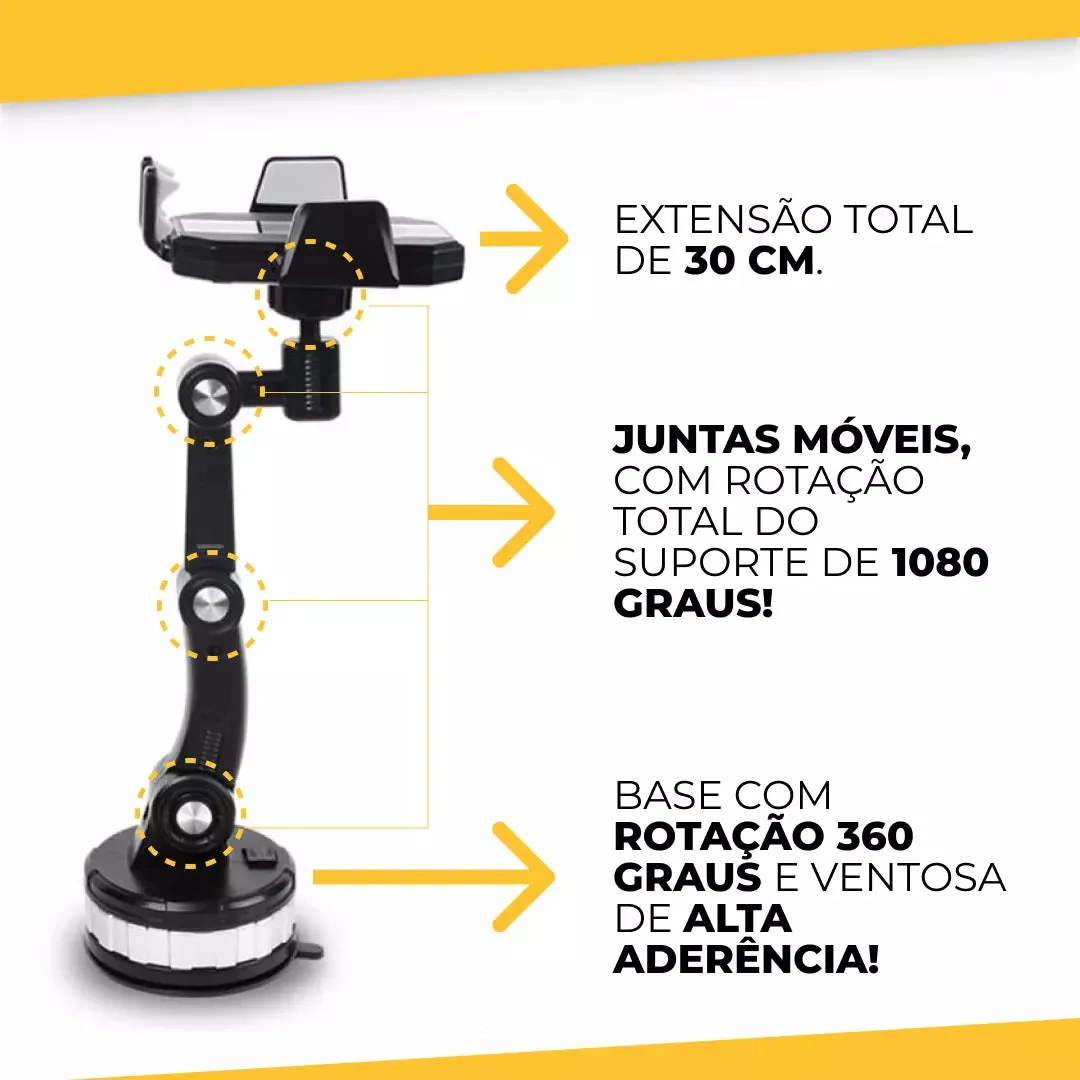 Suporte de Celular com Braço Articulado e Ventosa