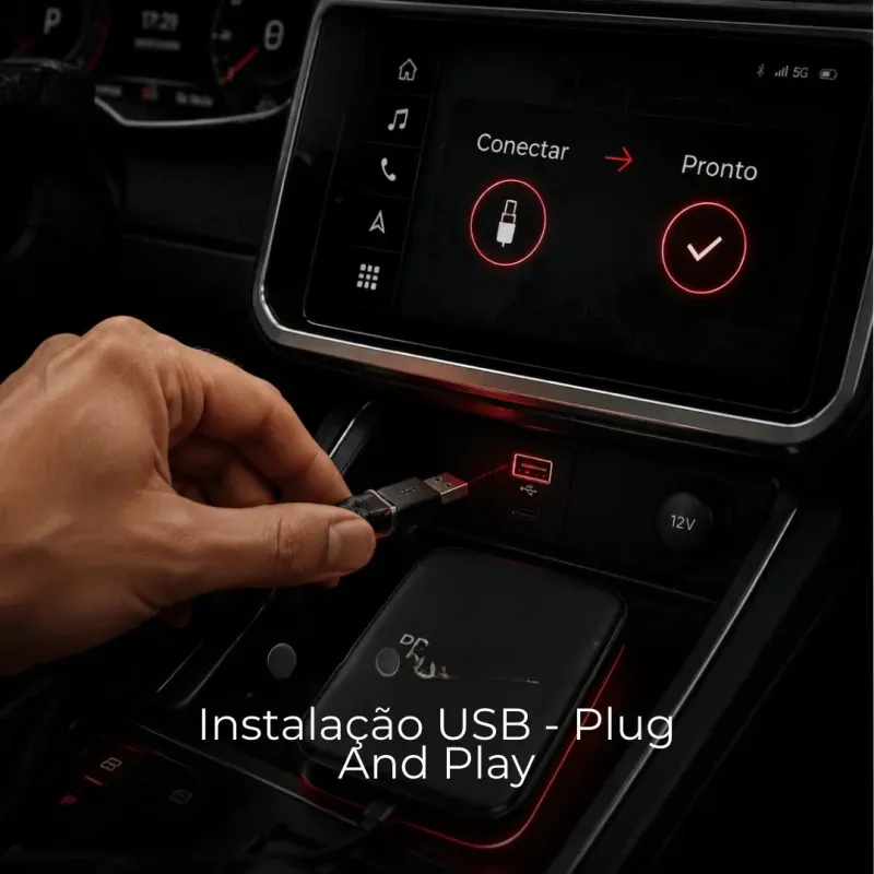 Adaptador Android com CarPlay e Android Auto Sem Fio