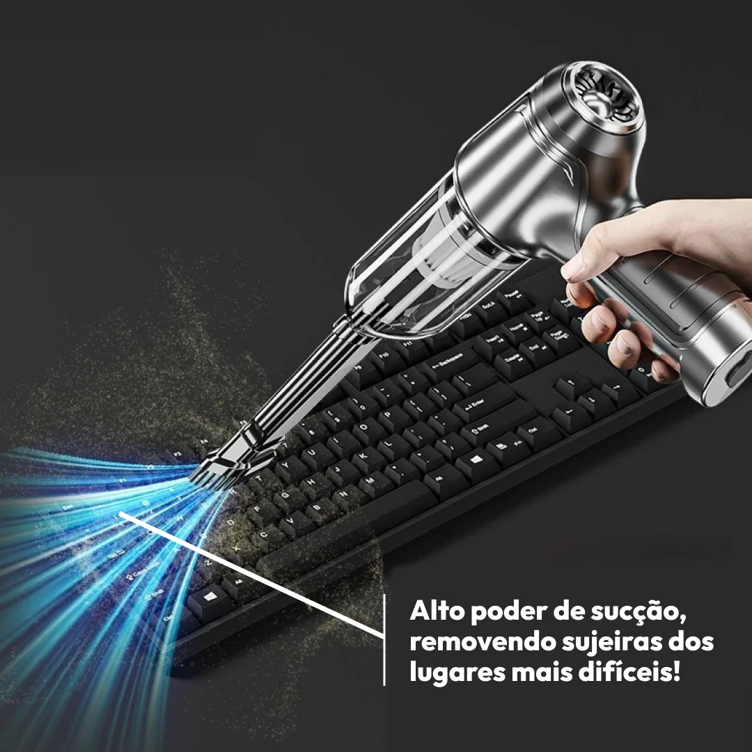 Aspirador Portátil Sem Fio 3 em 1 com 4 Bicos