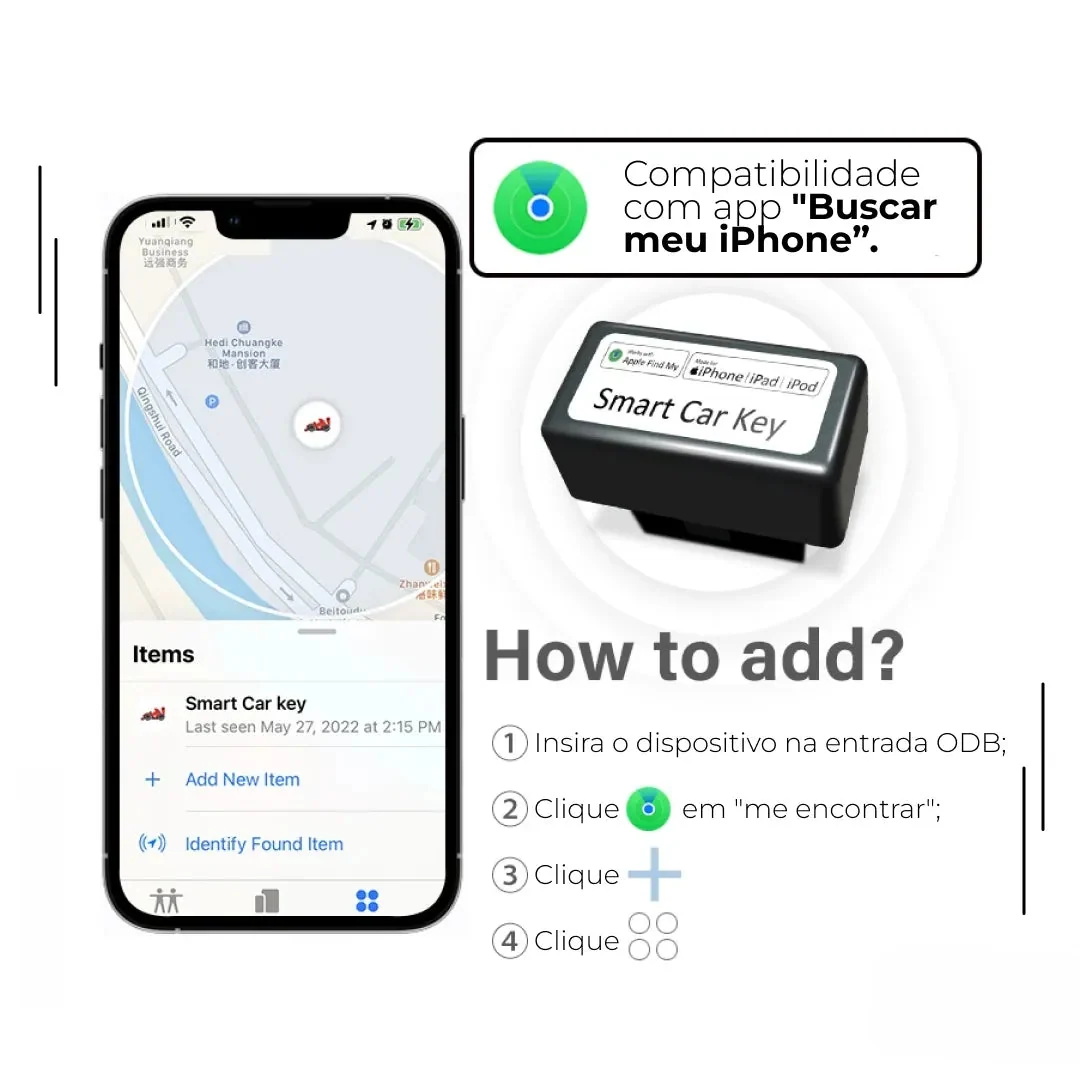 Rastreador Veicular OBD para iPhone (App Buscar)